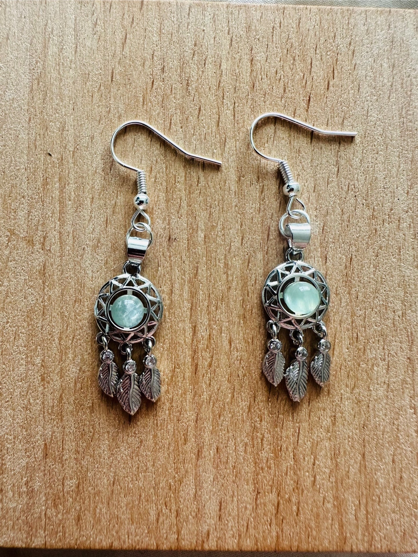 Prehnite Dream Catcher Earrings