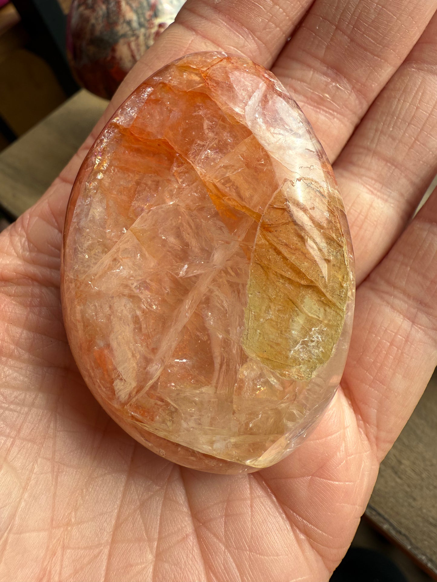 Fire Quartz & Golden Healer Palmstone