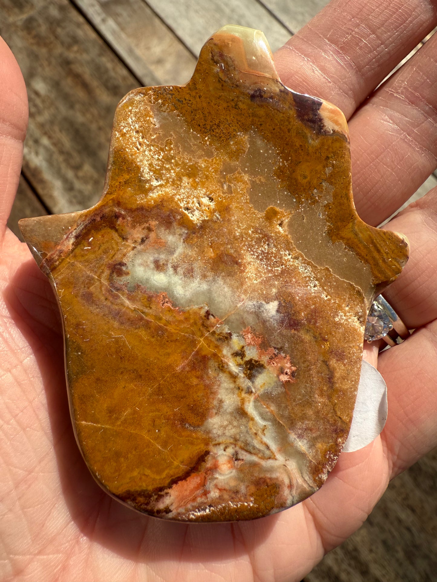 Banded Calcite Hamsa Hand