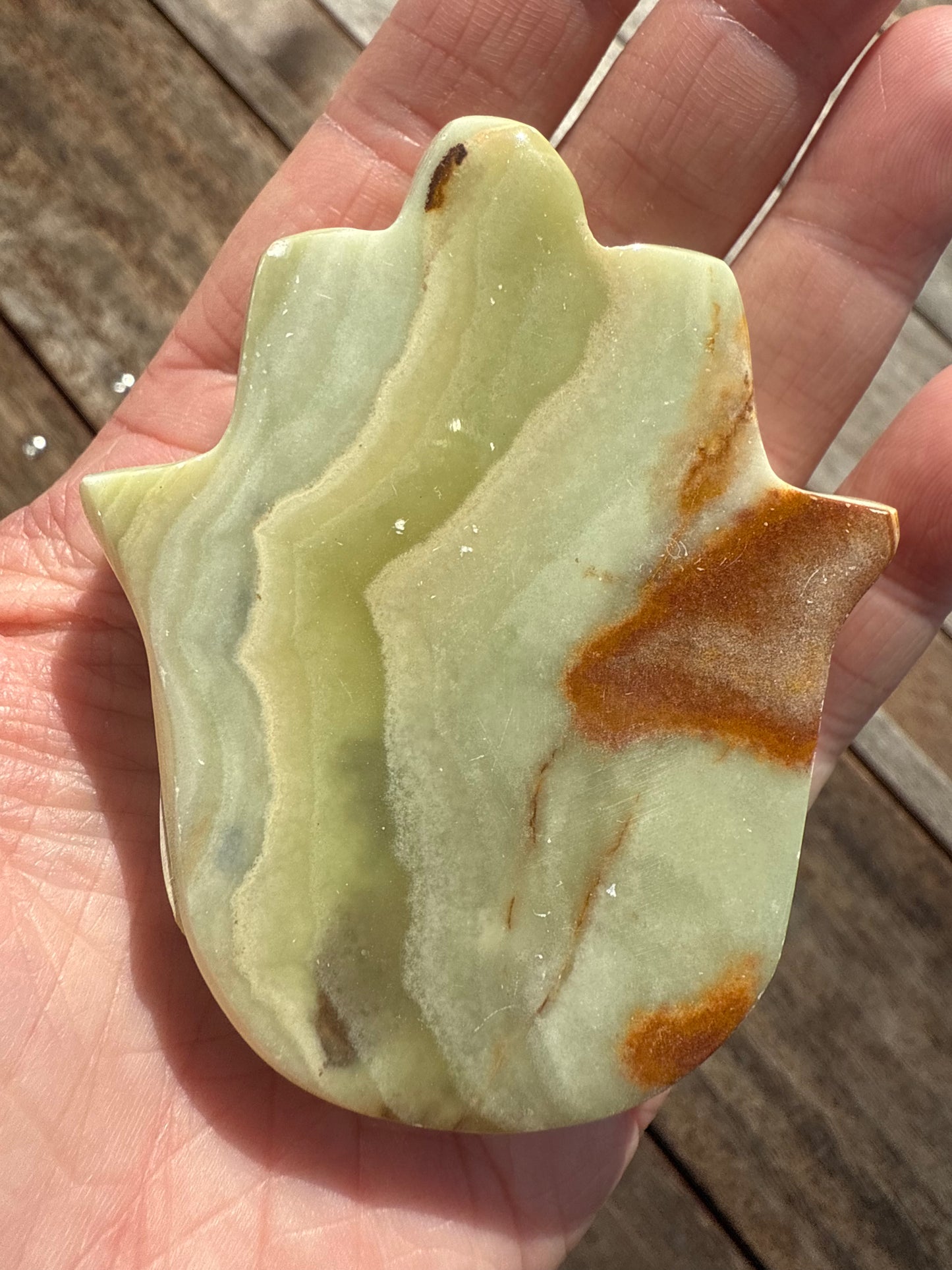 Banded Calcite Hamsa Hand