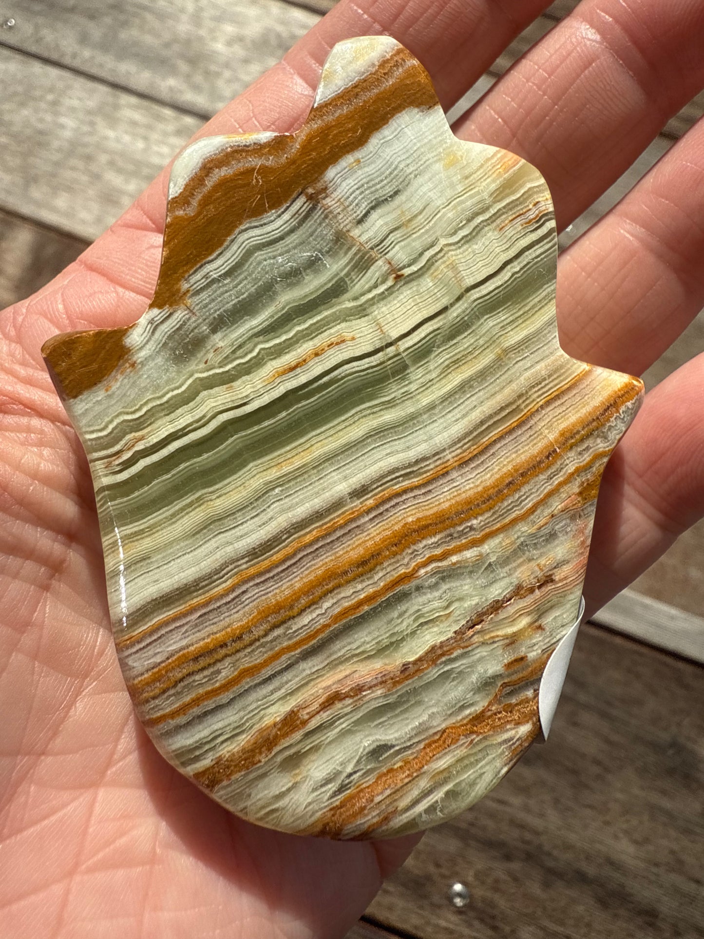 Banded Calcite Hamsa Hand