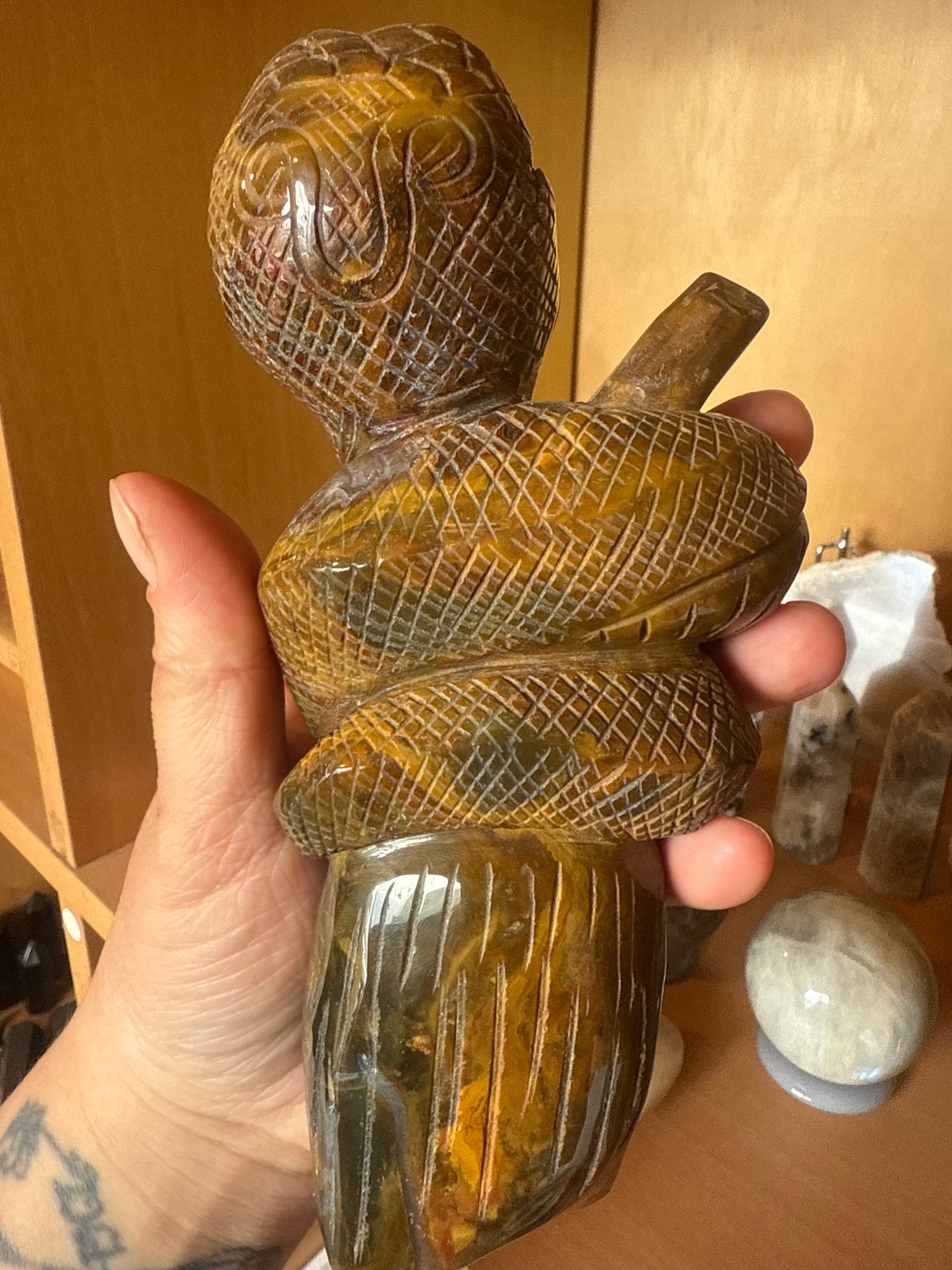 Large Ocean Jasper Snake Carving