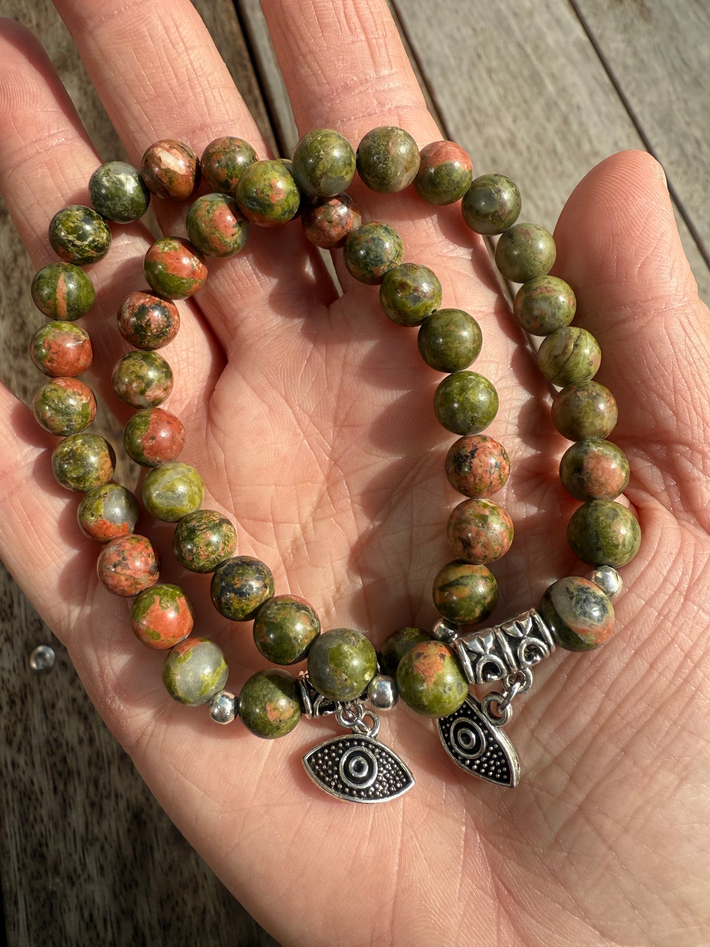 Unakite Evil Eye Bracelet