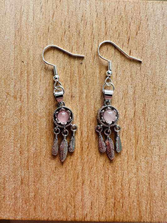 Rose Quartz Dream Catcher Earrings