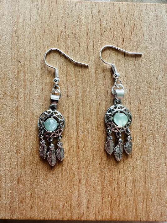 Prehnite Dream Catcher Earrings