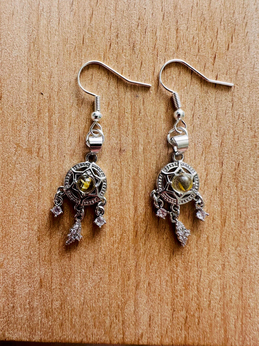 Gold Rutile Dream Catcher earrings