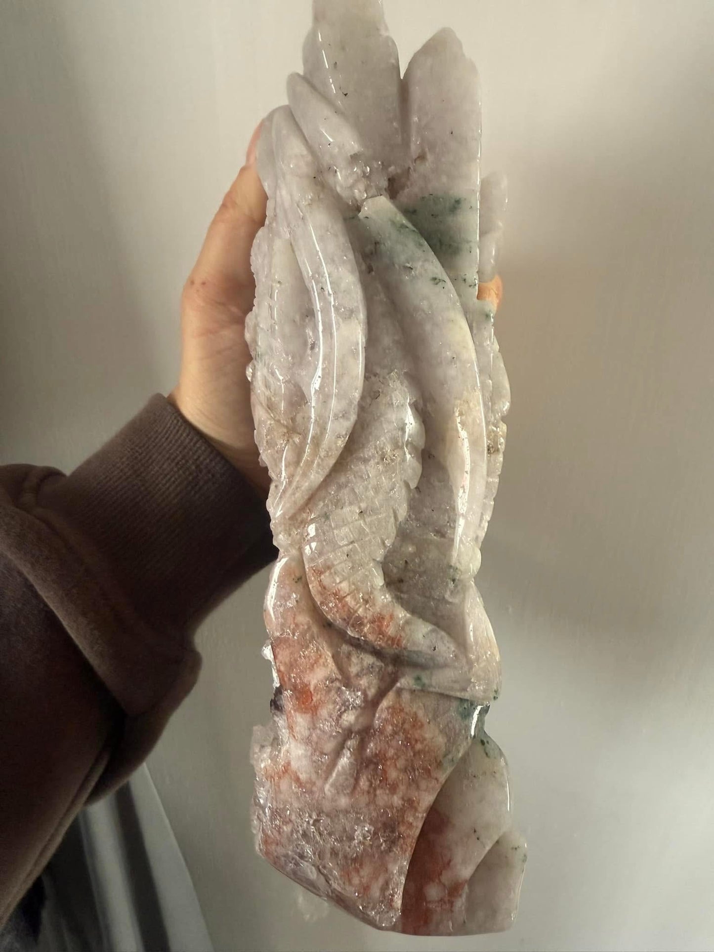 Pink Amethyst Dragon Castle Carving