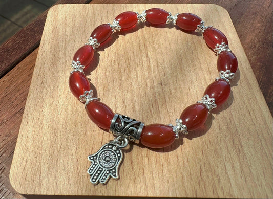 Carnelian Barrel Bead Bracelet