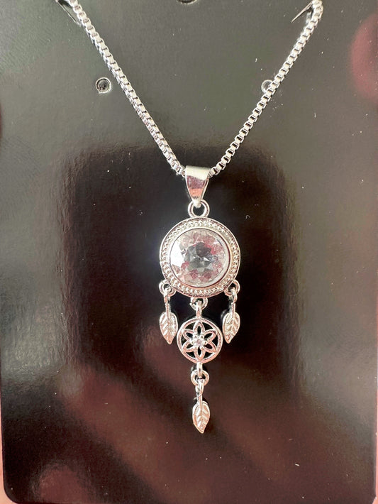 Clear Quartz Dream Catcher Necklace