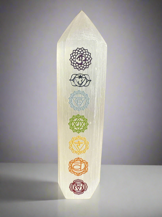 Satin Spar Chakra Tower