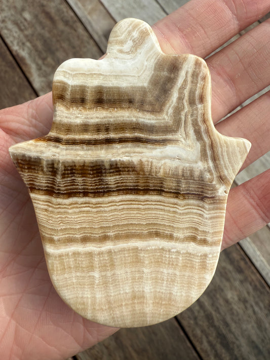 Chocolate Calcite Hamsa Hand