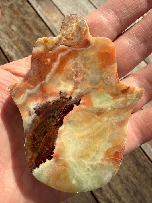 Banded Calcite Hamsa Hand