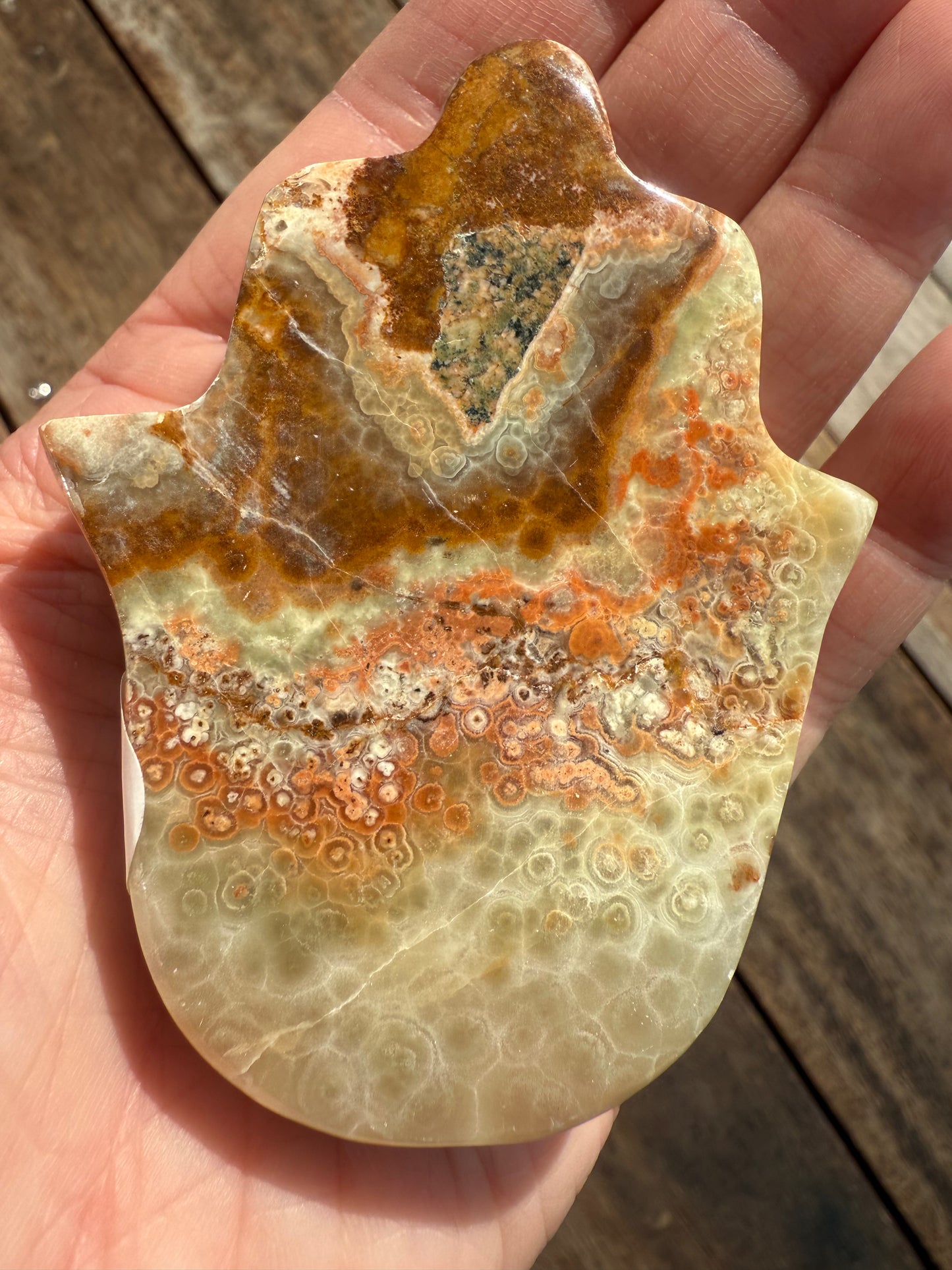 Banded Calcite Hamsa Hand