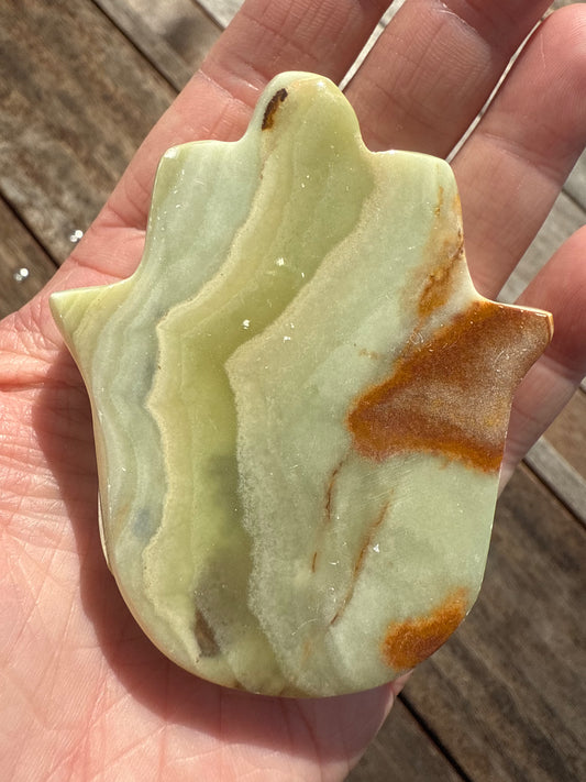 Banded Calcite Hamsa Hand