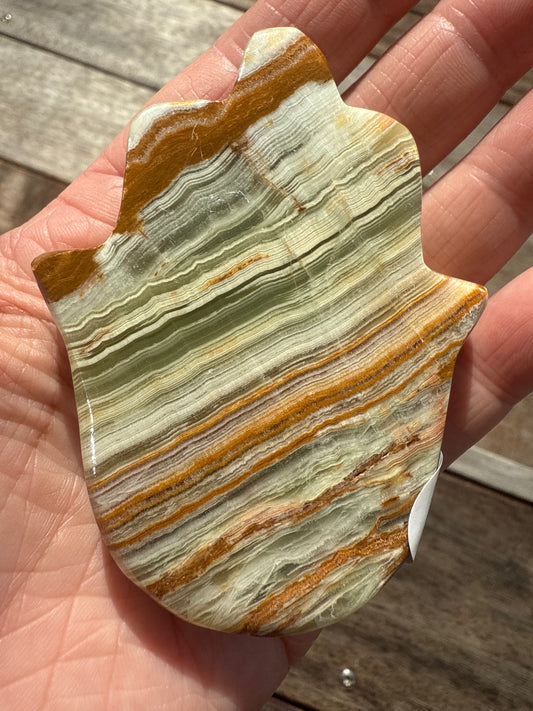 Banded Calcite Hamsa Hand