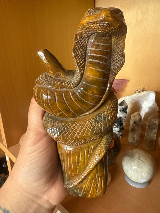Large Ocean Jasper Snake Carving