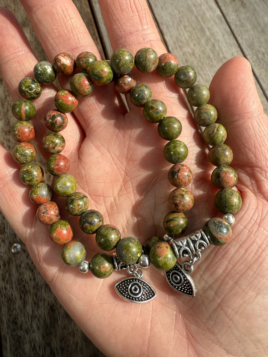 Unakite Evil Eye Bracelet