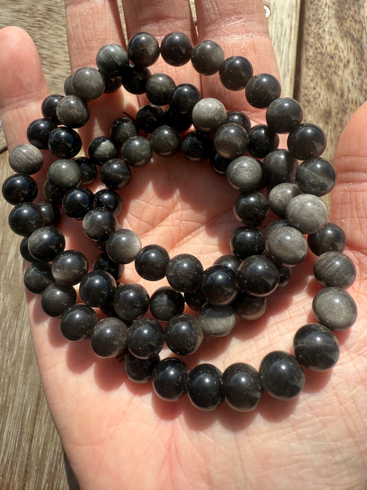 Silver Sheen Obsidian Bracelet