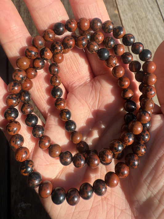 Mahogany Obsidian Triple Wrap Bracelet